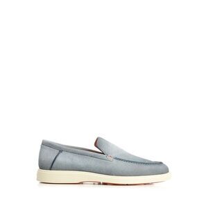 Santoni Men Light Blue Suede Penny Loafer